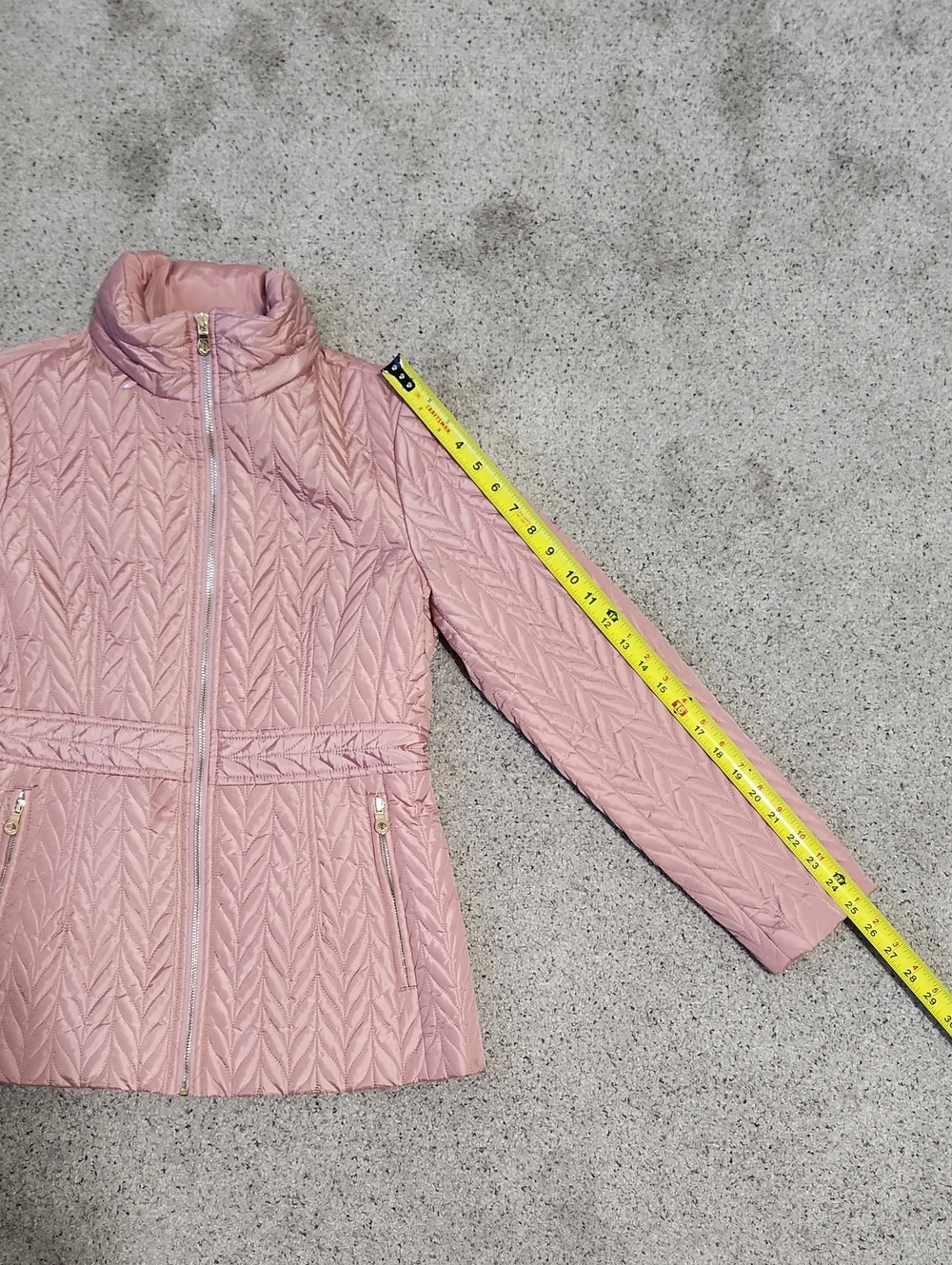Kate Spade Chevron Quilted Full Zip Hooded Jacket Dusty Rose Size Medium - Picture 10 of 12